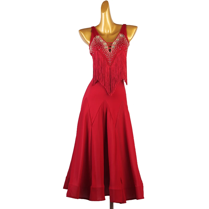 2023 New Ballroom Dance Dress Competition Women Tassel National Standard Modern Tango Costumes Big Swing Waltz Wear Clothes