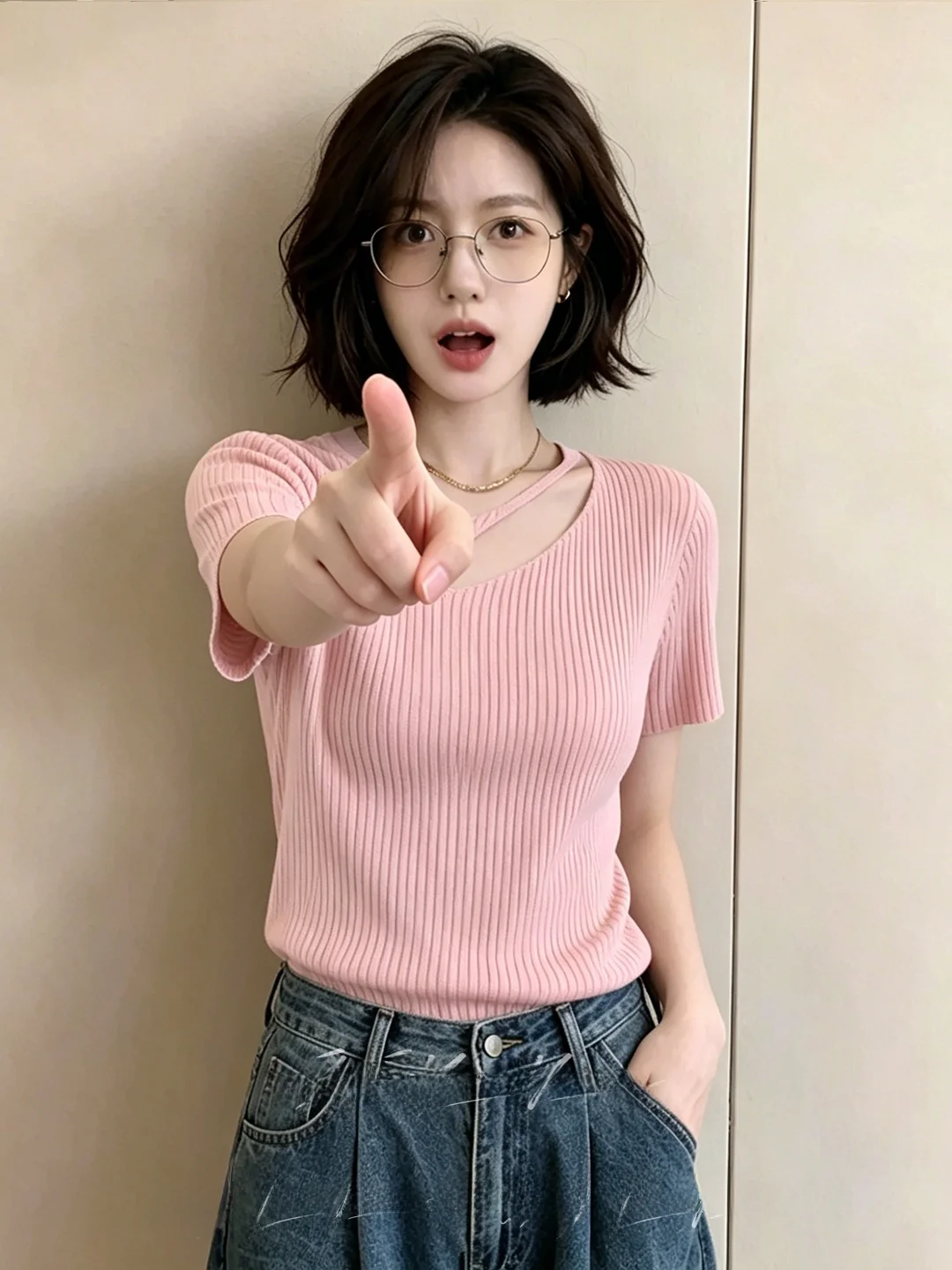 

Sexy Hollow out Short Sleeve Knitted Top Women's Slim Fit Summer Fashionable Versatile Short Style Casual Knitwear round Neck
