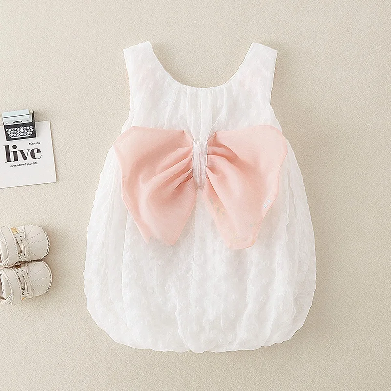 Roupas de Verão para Bebê Menina Estilo Princesa Adorável, Body Sem Mangas, Capa de Fralda de Algodão, Conjunto Infantil Moderno