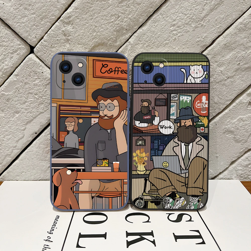 Cartoon Line Uncle Phone Case For Xiaomi Redmi Note 12 12S 11 11S 11T 10 10A 10T 10S 9T 9 8 7 Pro Plus 10C 9A 9C 9T 4G 5G Cover