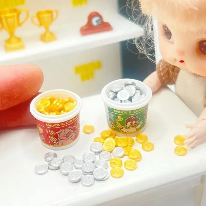 【M】Doll House 1/2 Mini Model Accessories: Miniature Pocket-Sized Gold Coin Bucket Model Ornament