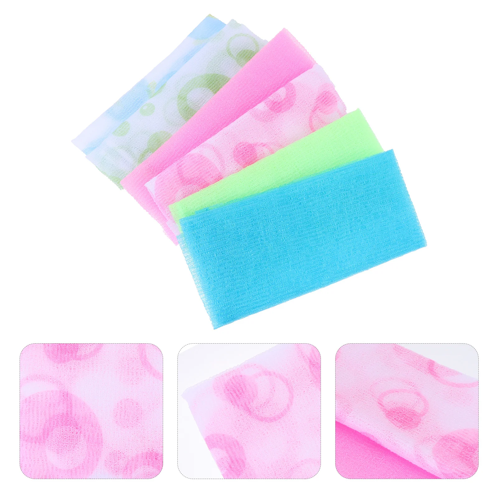 

6Pcs Nylon Exfoliating Back Scrub Towels Long Two-Sided Bathing Scrubbers Shower Rubbing Towels Fast Dry