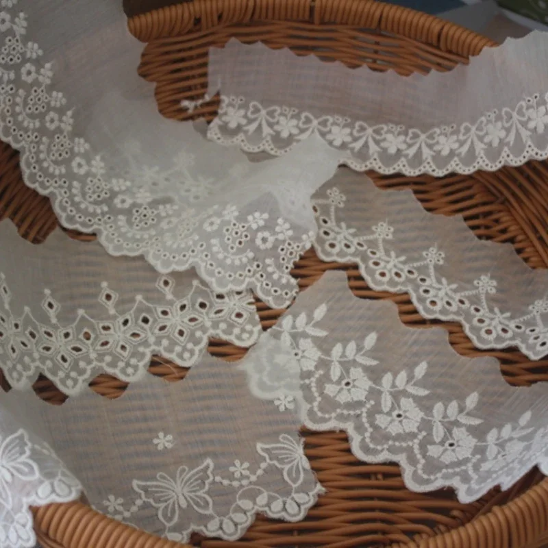 2Yards for Wedding Dress Embroidered Lace Fabric DIY Dress Decorations Lace Trim Accessories Off White