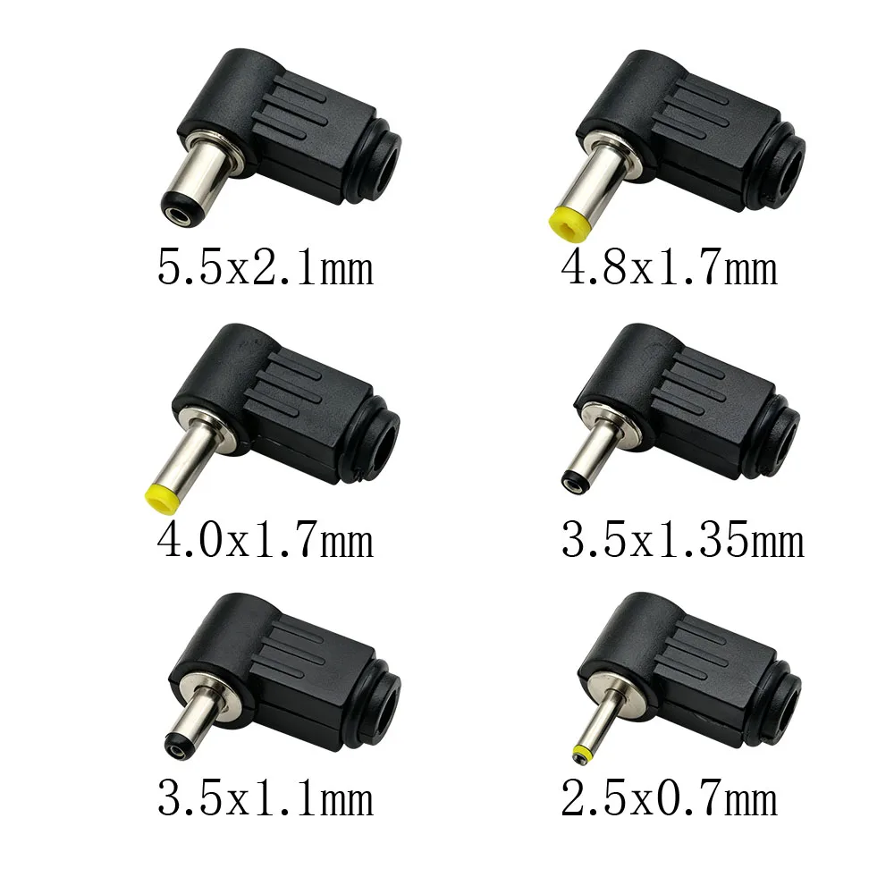 10Pcs DC Power Male Plug Right Angle Soldering Connector DC Plugs 2.5x0.7/3.5x1.1/3.5x1.35/4.0x1.7/4.8x1.7/5.5x2.1mm/5.5x2.5 mm