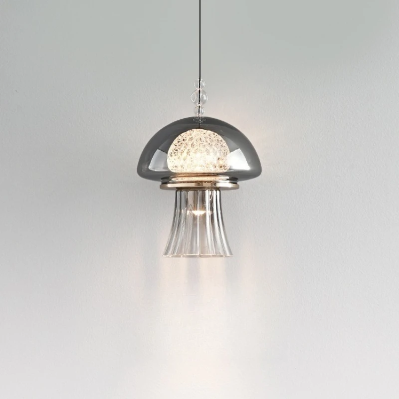 

Minimalist bedroom bedside chandelier designer retro Japanese entrance bar glass jellyfish