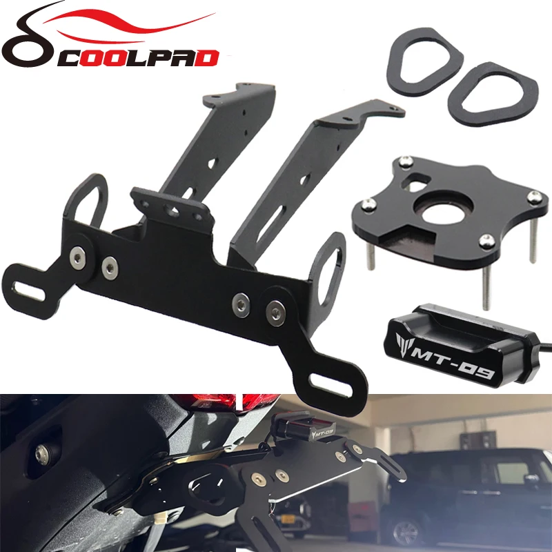 

For Yamaha MT-09 MT09 MT 09 SP 2021-2023 Rear Fender Registration Bracket License Plate Holder Frame Tail Tidy with LED light