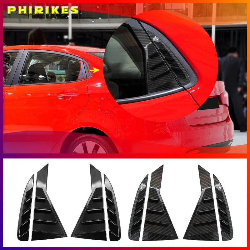 For KIA RIO K2 2011~2015 Sedan Russia Version Car Rear Window Side Vent Shutter Louver Cover Trim Car Accessories Carbon Fiber