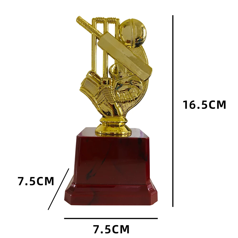 Trophée de cricket avec base en plastique, produits en métal, souvenir, prix de la compétition, prix individuels, cadeaux simples GT