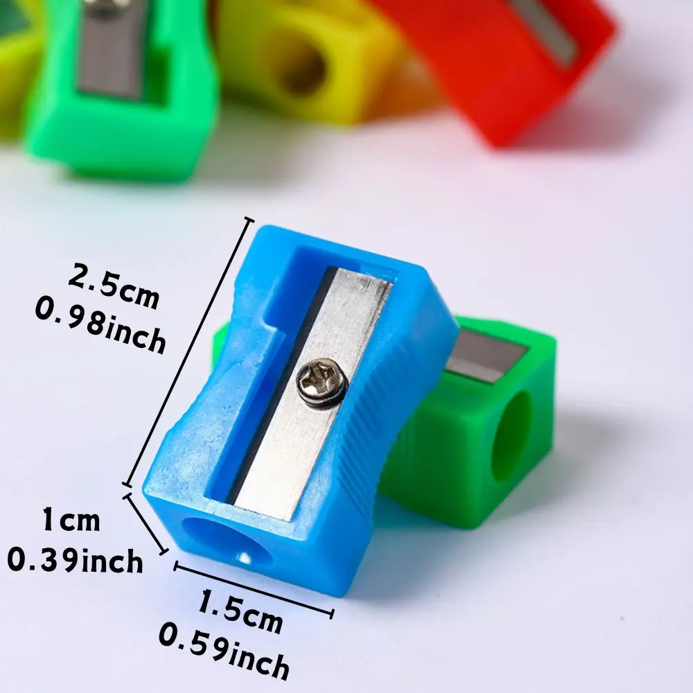 60pcs Random Multicolor Mini Hand Pencil Sharpener Single Hole Plastic Cutter Kids School Office Stationery YMY