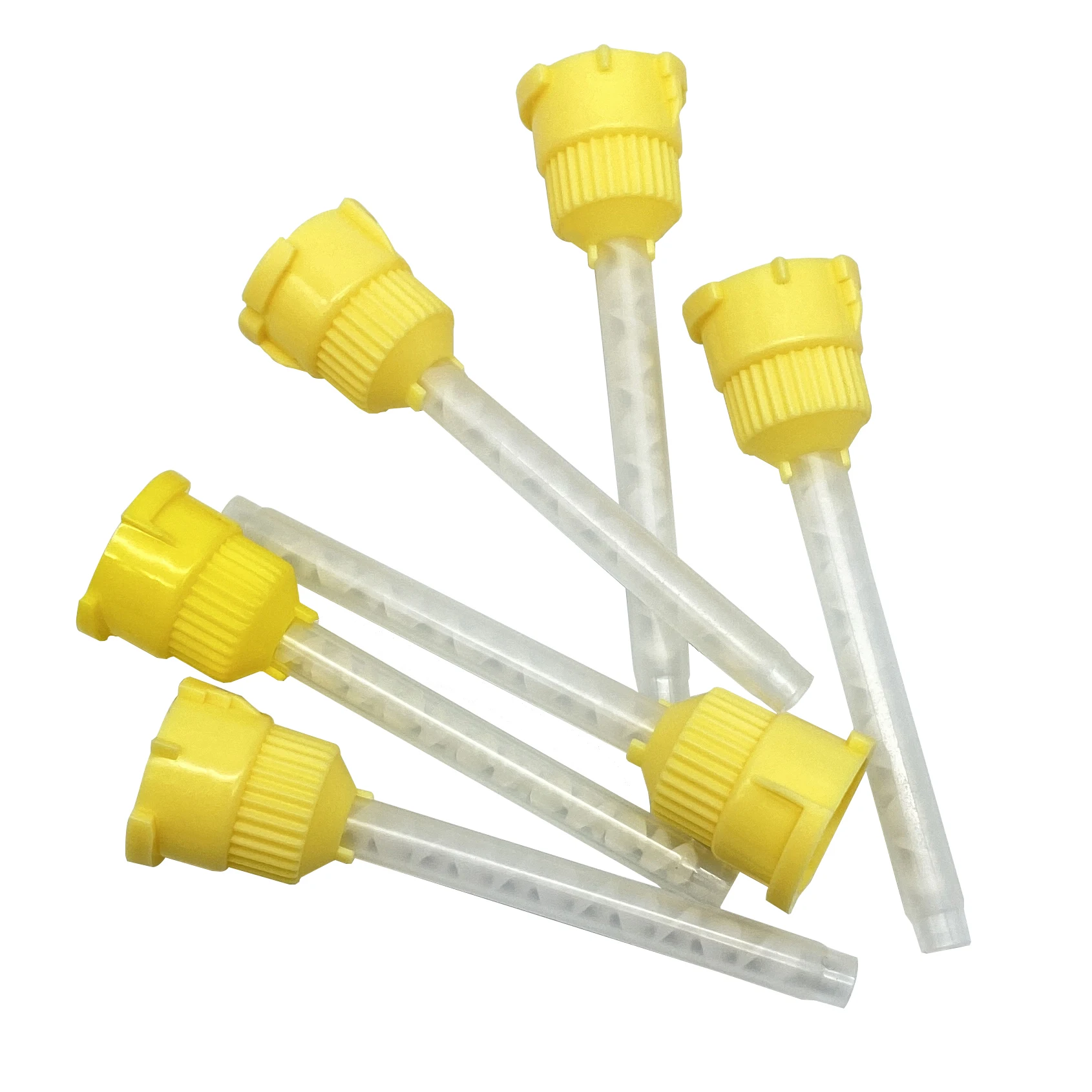 

50pcs/Lot Dental Mixing Tips Impression Materials Lab Denture Laboratory Yellow Tubes Disposable Silicone Rubber