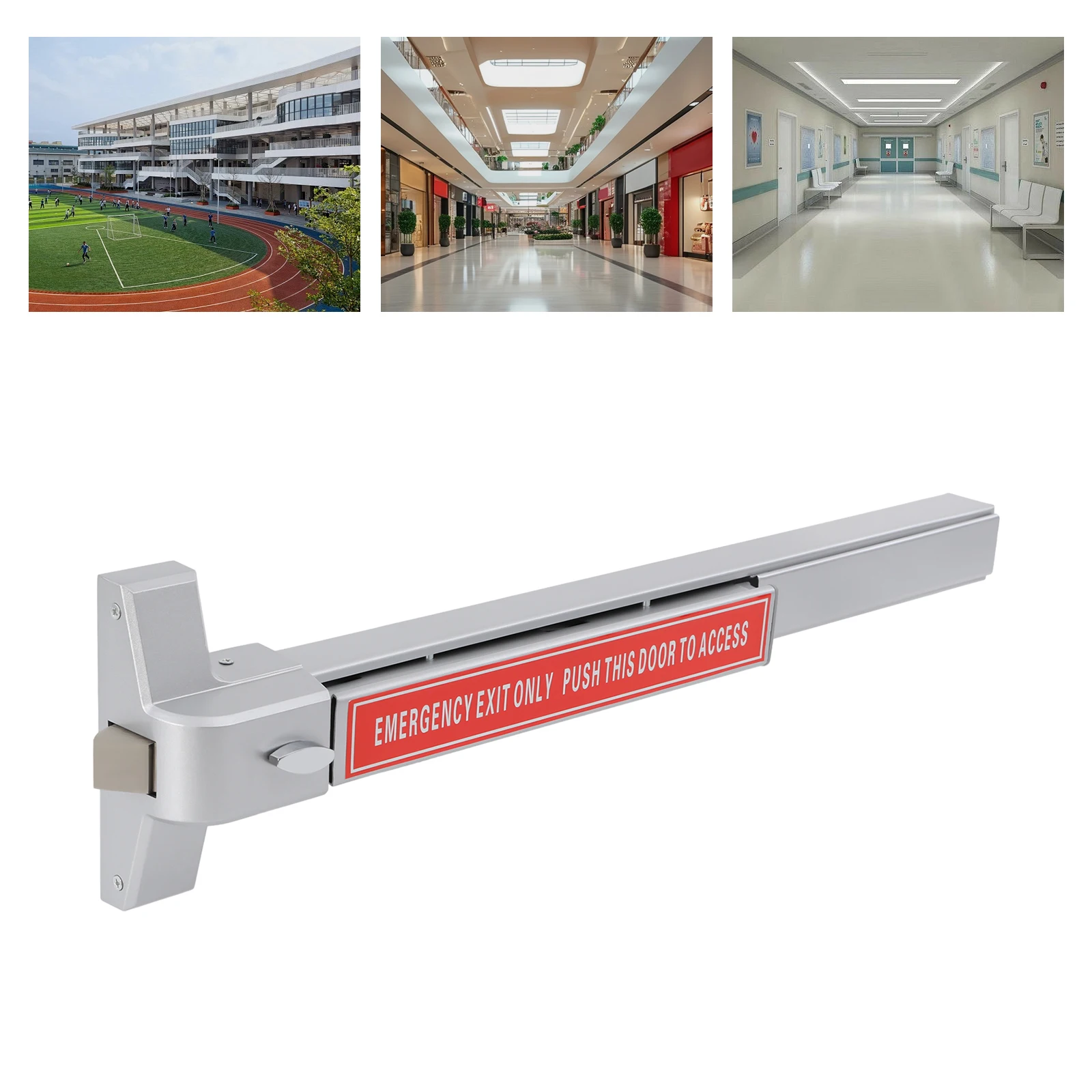 

Safety Exit Lock, Emergency Exit Device, Door Push Bar with Lock Cylinder and Keys, for Door Thickness Within 80mm/3.15in