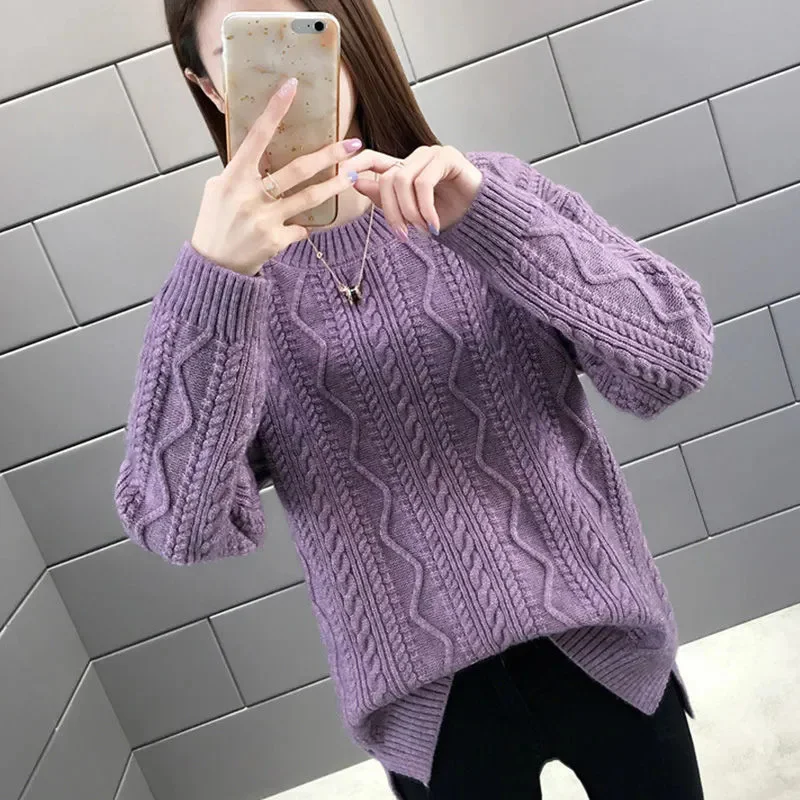 

Autumn Winter New Short Fried Dough Twists sweater Women Loose Pullover Bottoming Foreign Style Thickened Knitwear Mom's Sweater