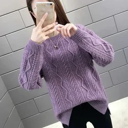 Autumn Winter New Short Fried Dough Twists sweater Women Loose Pullover Bottoming Foreign Style Thickened Knitwear Mom's Sweater