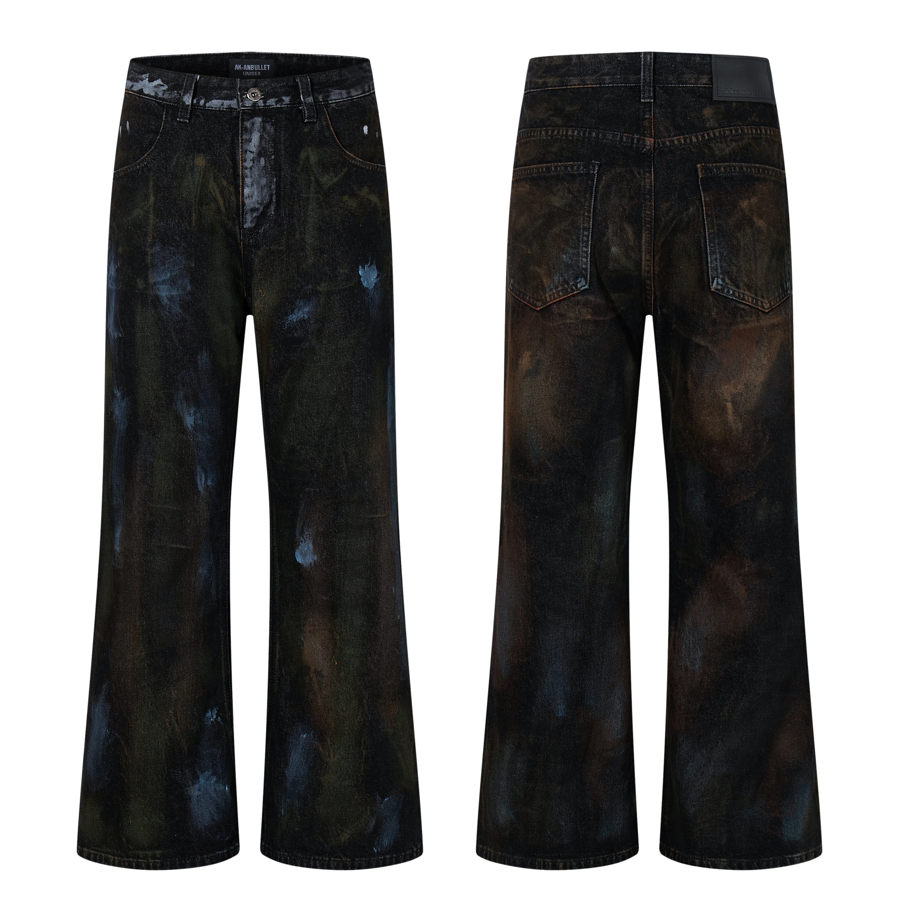 

AL88008 BLCG High Waist Super Quality Loose Fitting Denim Pants Heavy Thick Unisex Fashion Art Stylish Hand Painting Jeans