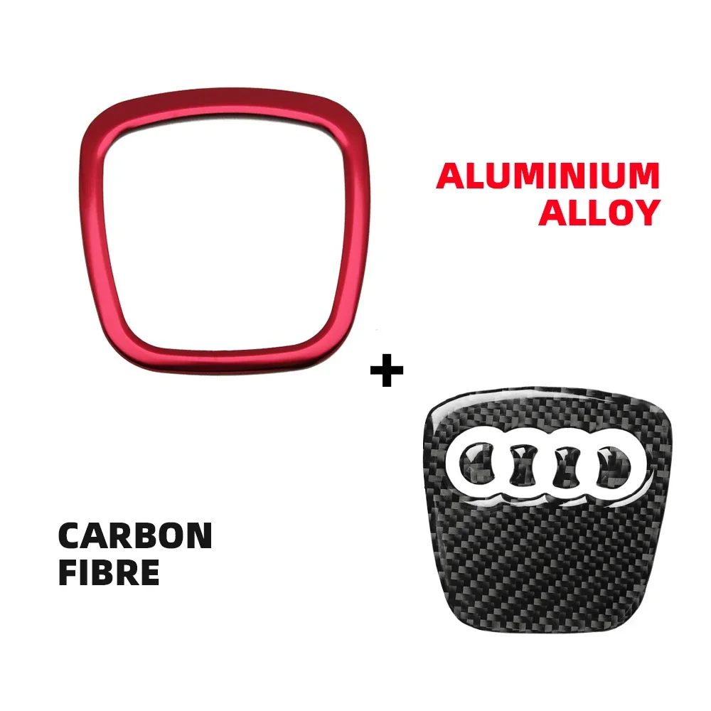 For Audi A4 B7 B6 A3 8P A5 A6 C6 Q5 Q7 Car Steering Wheel Ring Sticker Metal Frame Carbon Fiber Cover Interior Auto Accessories