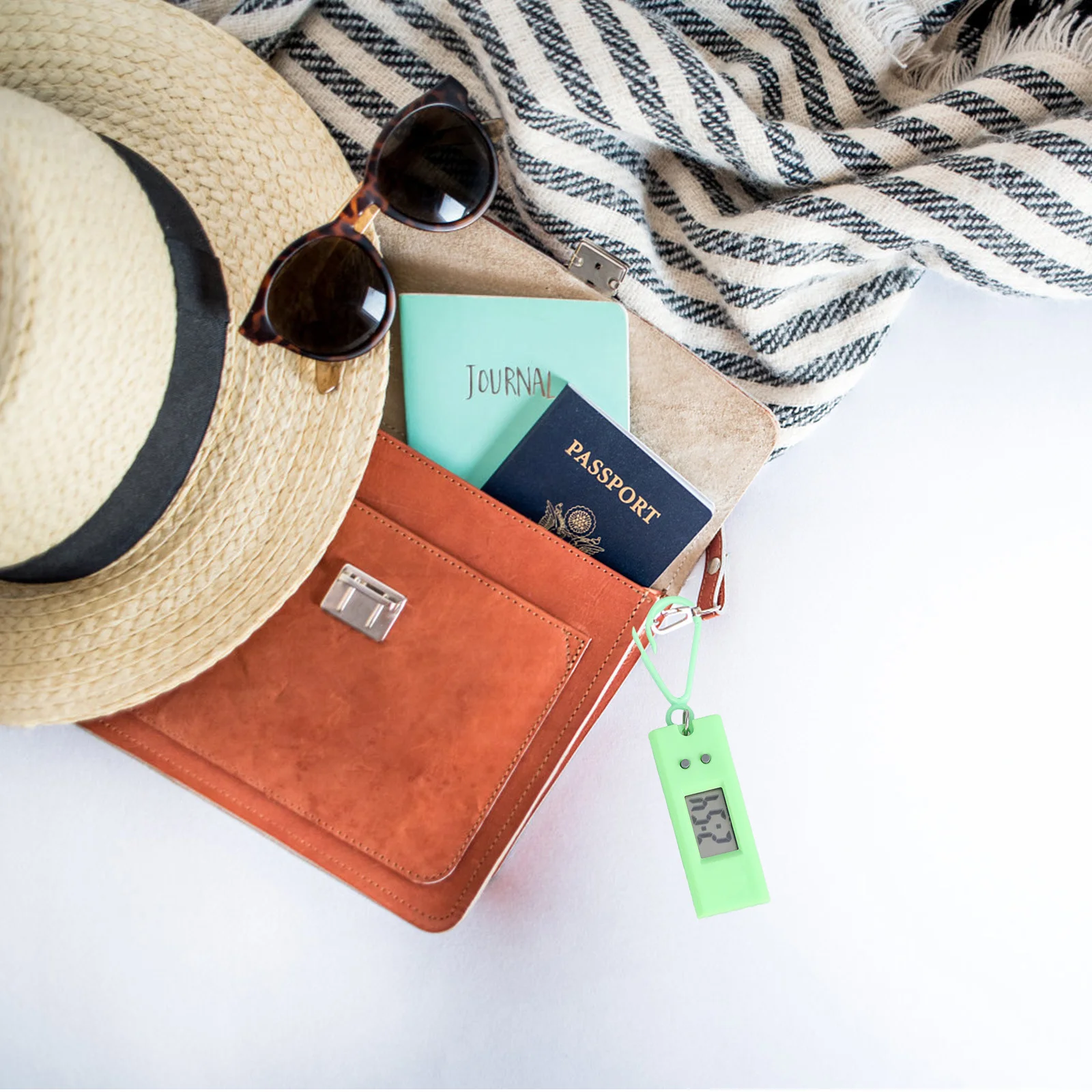 6 قطعة سلسلة المفاتيح الرقمية ساعة المحمولة الإلكترونية ساعة صغيرة معلقة كليب لامتحانات الطلاب الاستخدام اليومي جيب لون عشوائي