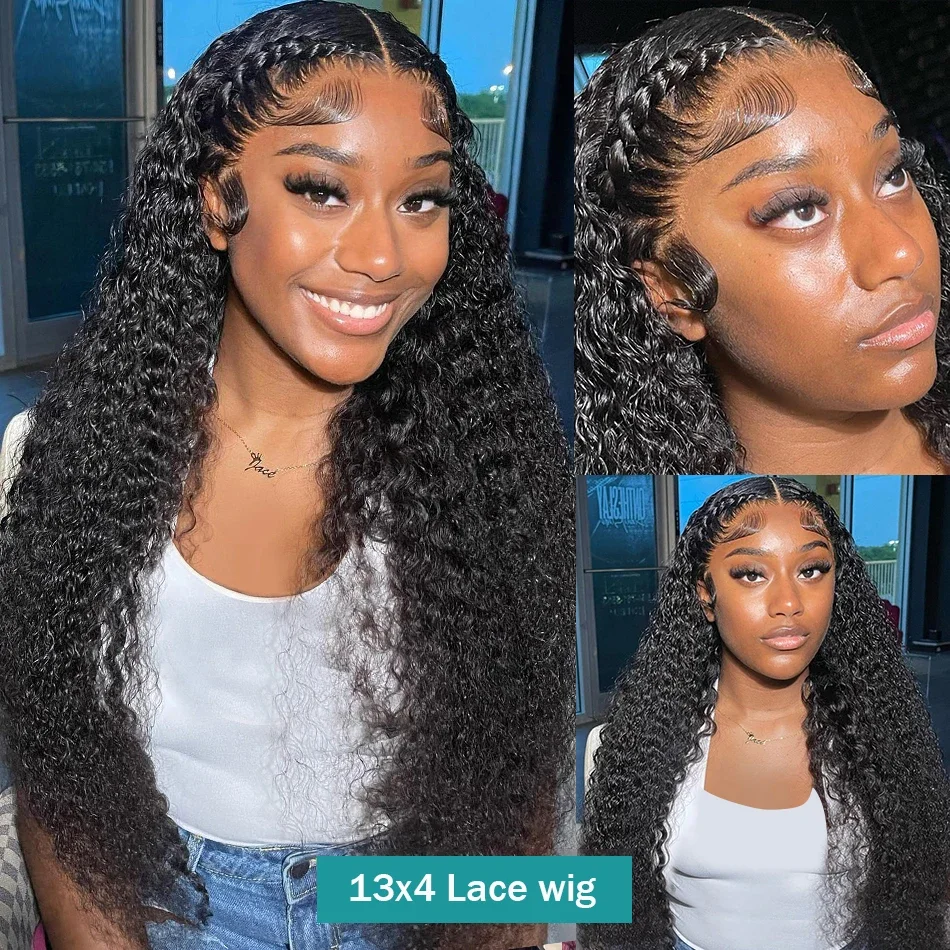 Perruque Lace Front Wig Naturelle Bouclée, Cheveux Humains, 4x4, 13x4, 13x6, Transparent HD, Deep Wave, avec Closure, pour Femme