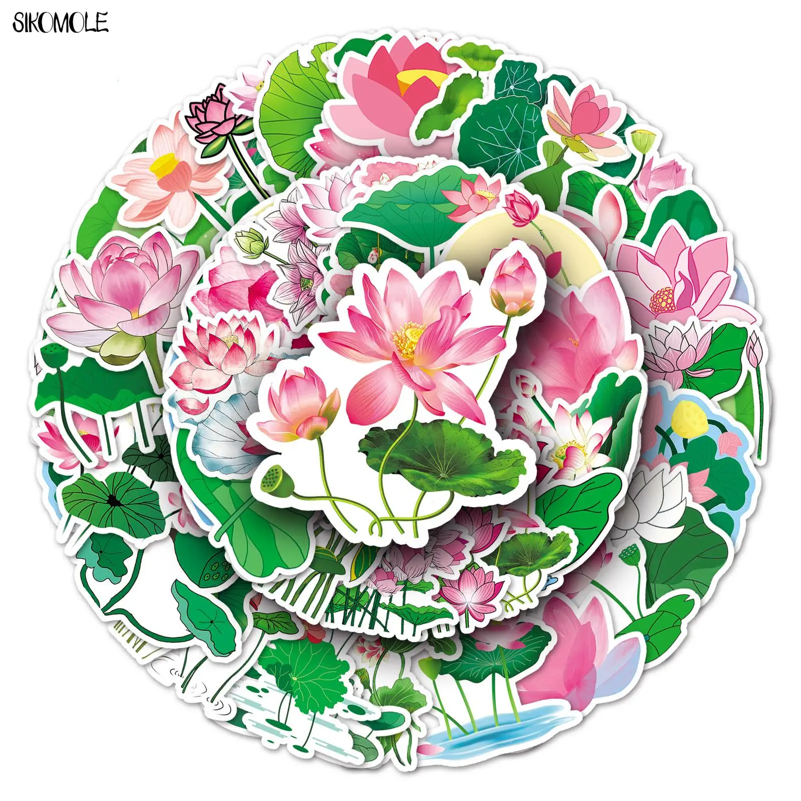 10/30/50pcs Lotus Leaf Graffiti Stickers Plant Flower DIY Kid Gift Toys Laptop Suitcase Skateboard Guitar Decals Cartoon Sticker