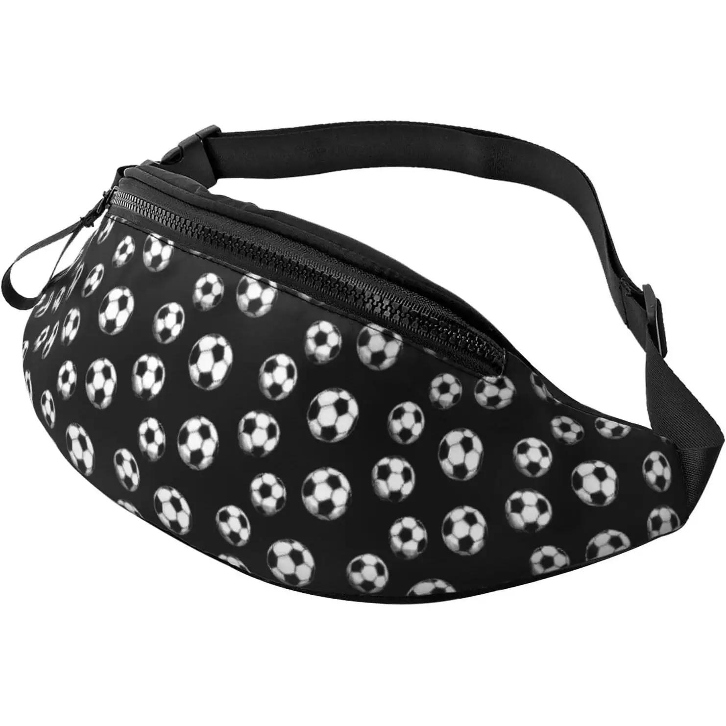 Crossbody Fanny Packs for Women Men - Soccer Ball Black White Print Lightweight Running Waist Bag Travel Belt Bag