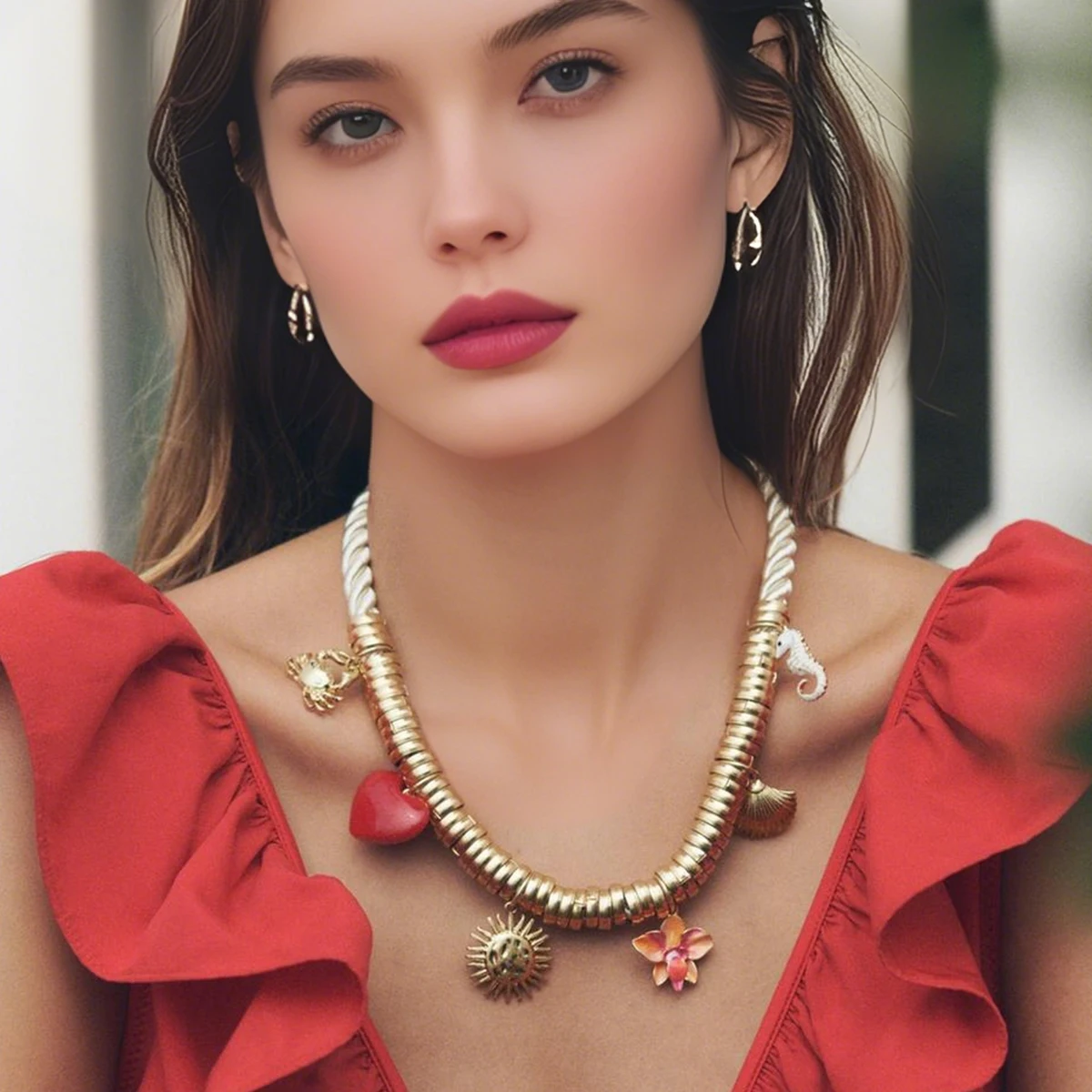 2025 nuevo collar de cordón con dije ZAA originalidad amor cangrejo sol Concha caballo de mar colgante joyería verano accesorios de vacaciones en la playa