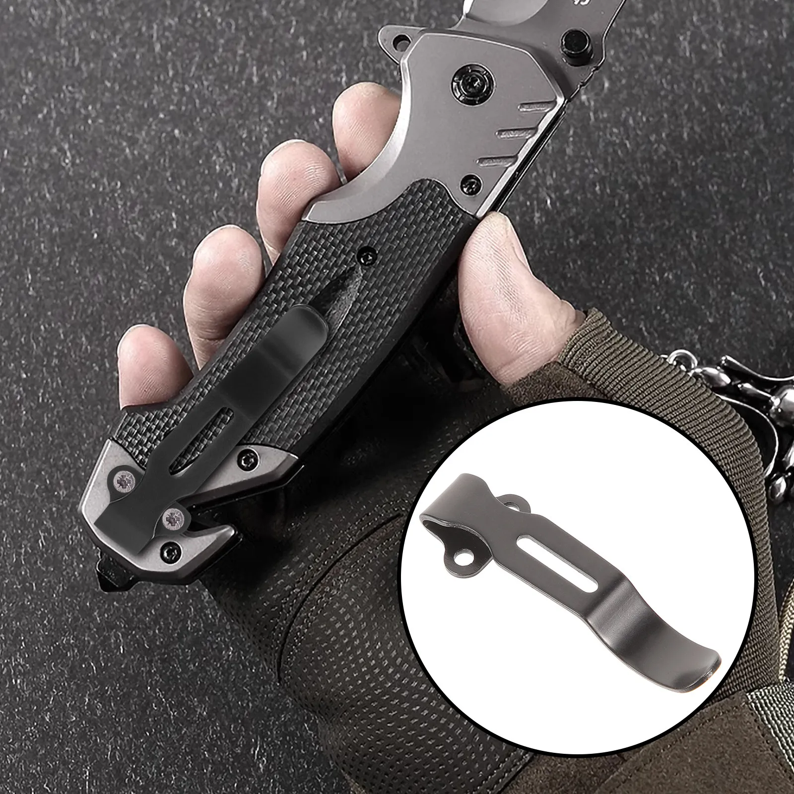 Stainless Steel Back Clip for Folding Knives Compact Portable Pocket Clip Outdoor Camping Hiking Utility Tool Replacement Part