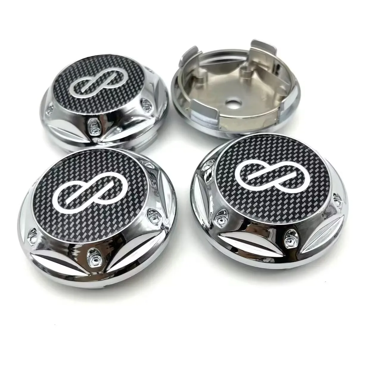 4 قطعة/المجموعة 68 مللي متر OD/64 مللي متر ID Enkei سيارة عجلة مركز قبعات محور التصميم الحافات غطاء محاور غطاء شارة شعار اكسسوارات السيارات #5