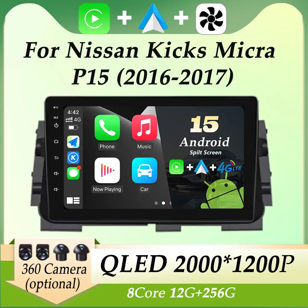 

Split Screen for Nissan Kicks Micra P15 2016 - 2017 Car Radio Video Audio Multimedia Player Carplay GPS Navigation QLED Screen