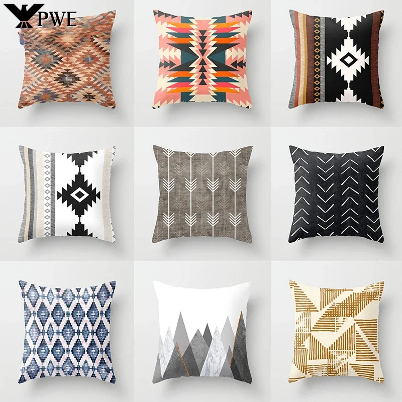 Nordic Simple Geometry Decorative Pillowcase Casual Fashion Furniture Bedroom Sofa Car Waist Cushion Cover 45*45cm