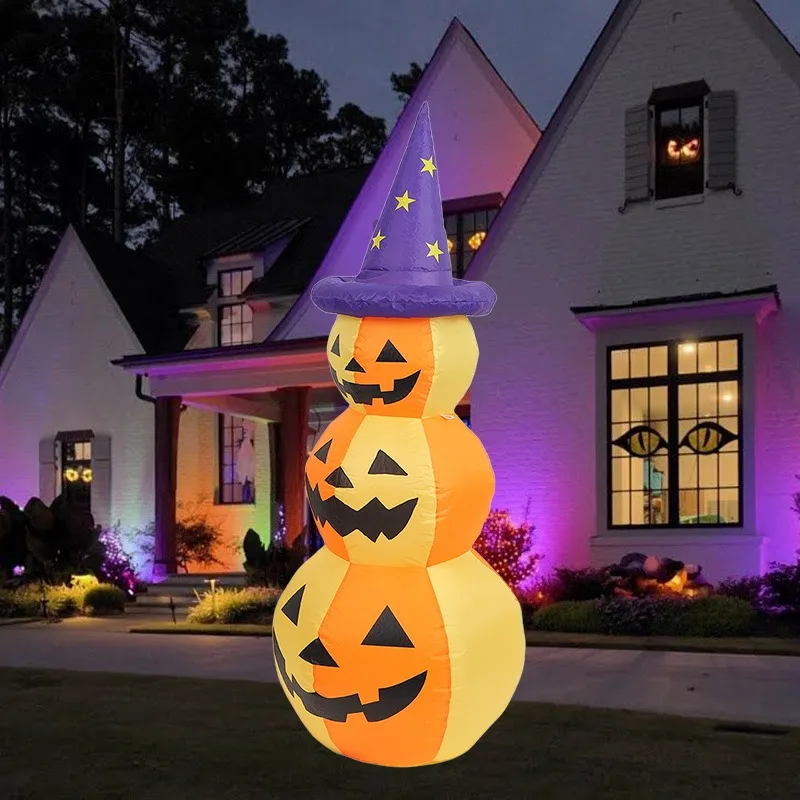 1.5M/5FT Zucche giocattolo gonfiabili di Halloween Modello gonfiabile Forniture natalizie luminose Modello di decorazione dell'atmosfera di Halloween