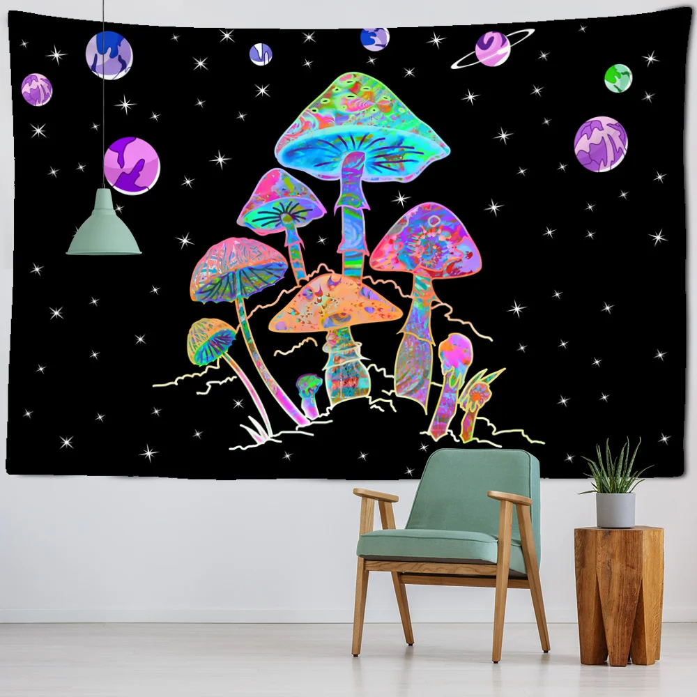 

Cartoon Cute Mushroom Tapestry Wall Hanging Aesthetics Room Decoration Bohemian Psychedelic Home Dormitory Wall Decoration