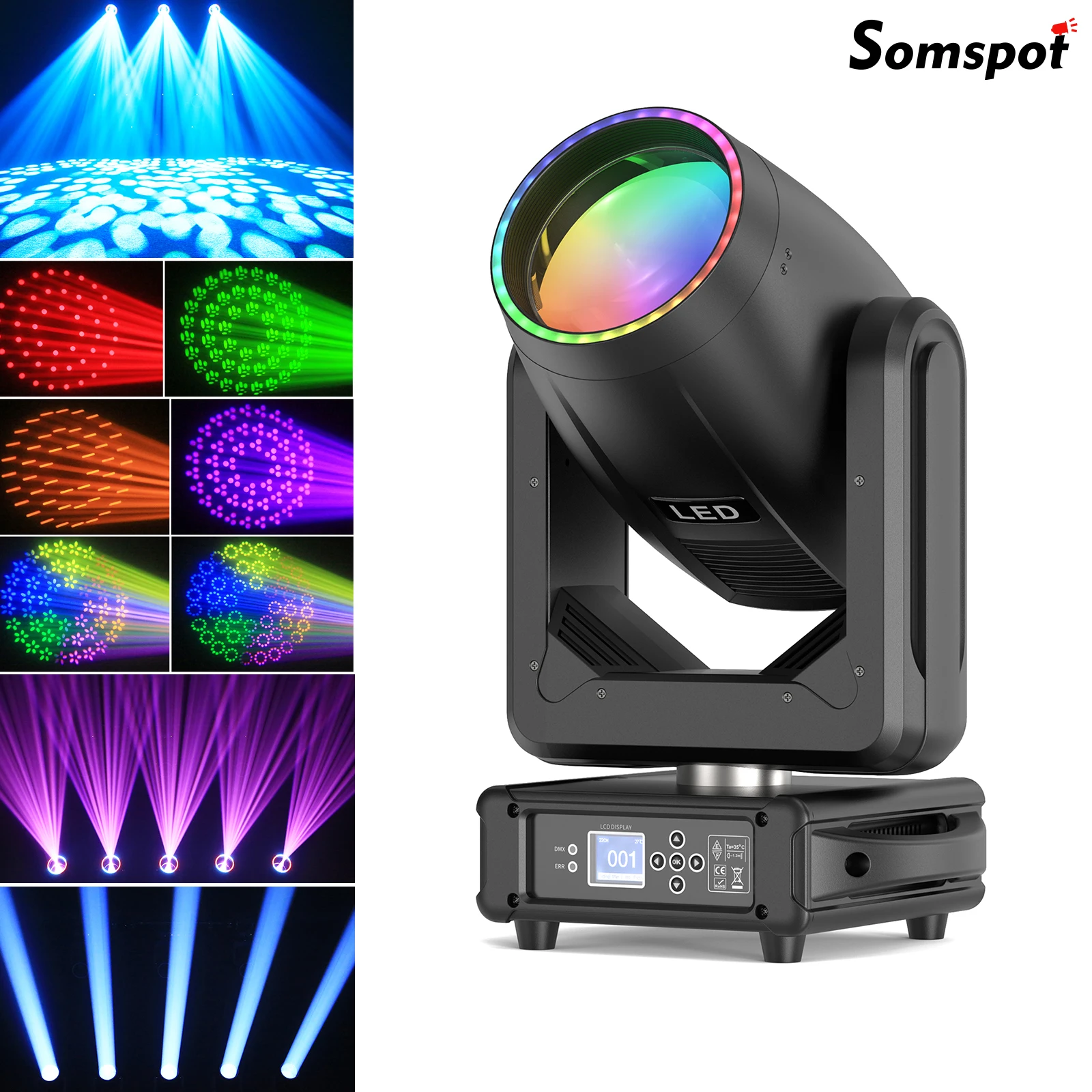 

Somspot 200 Вт светодиодный луч с подвижной головкой Радуга + эффект распыления огни RGB сценическое освещение проектор для концертного живой шоу