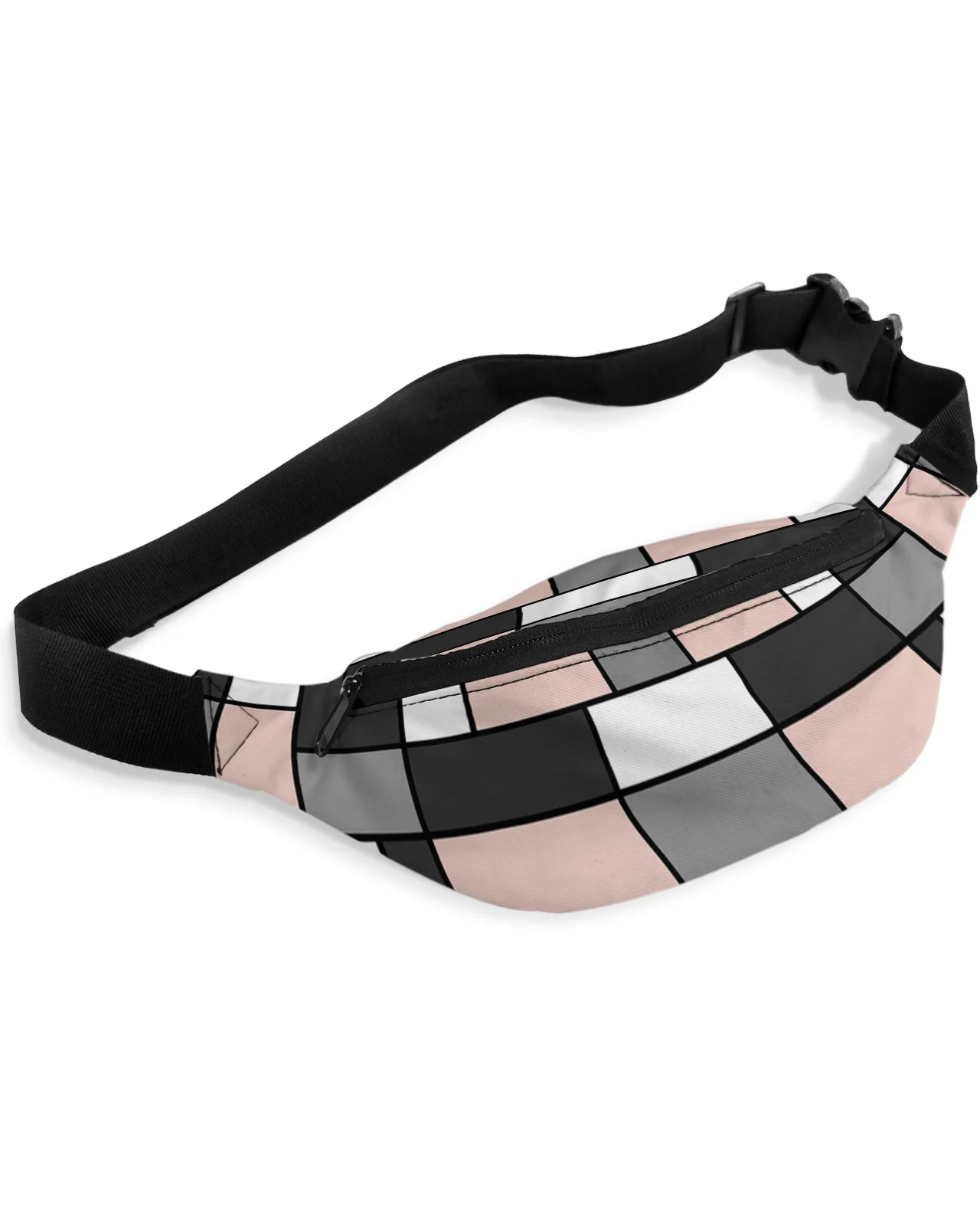 Geometry Pink Abstract Men Wallet Women Waist Bag Fanny Pack Purse Large Phone Belt Bag Wallet Pouch Waterproof Banana Hip Bags