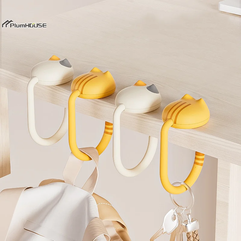 Kawaii Cat Shape Bag Hanger Purse Hook Table Side Handbag Hooks Travel Bags Storage Holder For Home Office Desk School Organizer image 3