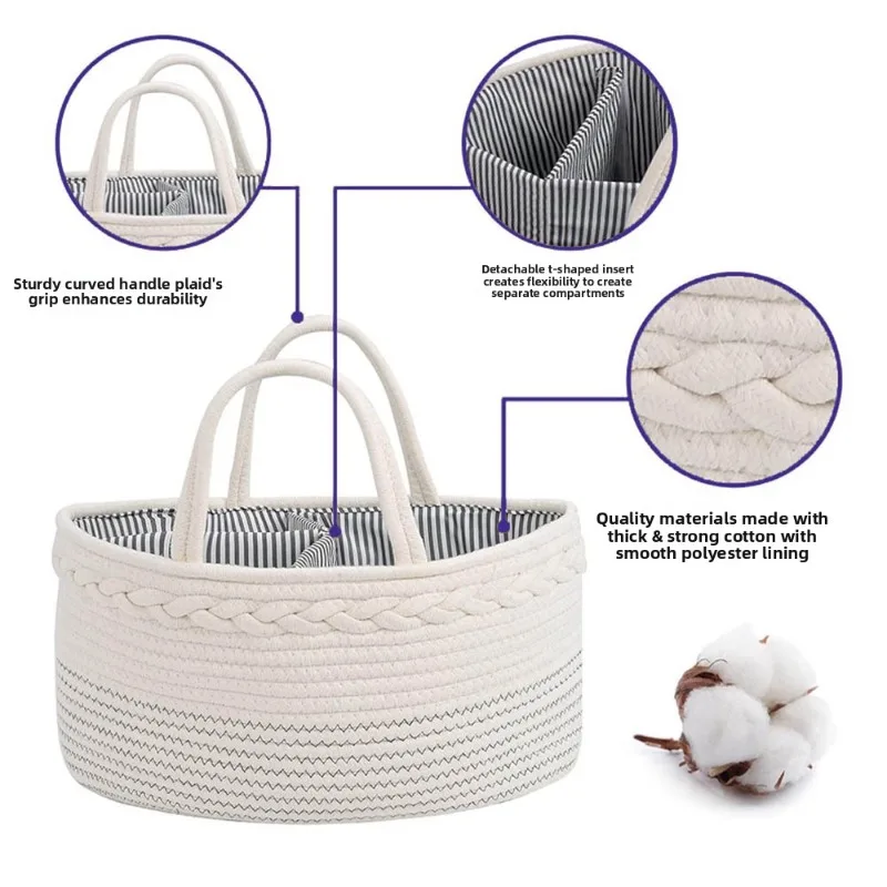 

Multifunctional Travel Out Portable Mommy Bag Cotton Rope Diaper Bag Diaper Storage Bag Baby Diaper Storage Basket