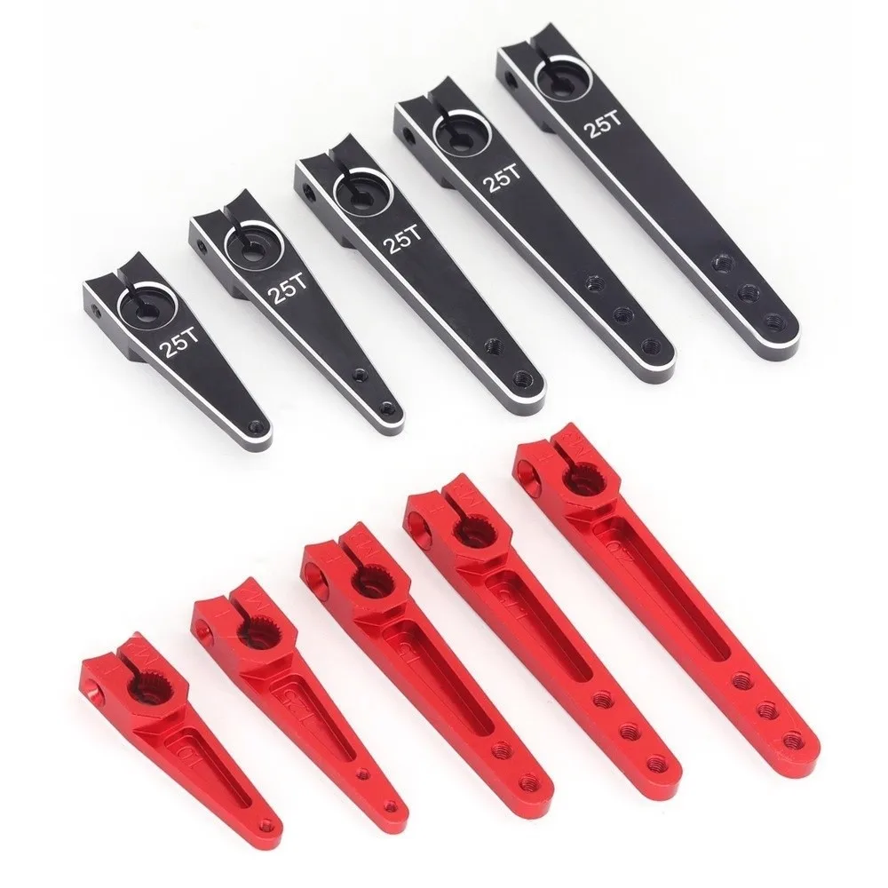 New Aluminum Alloy CNC Servo Arm Red Black 25T Steering Horn 1/1.25/1.5/1.75/2 Inch Durable RC Upgrade Parts for RC Airplane
