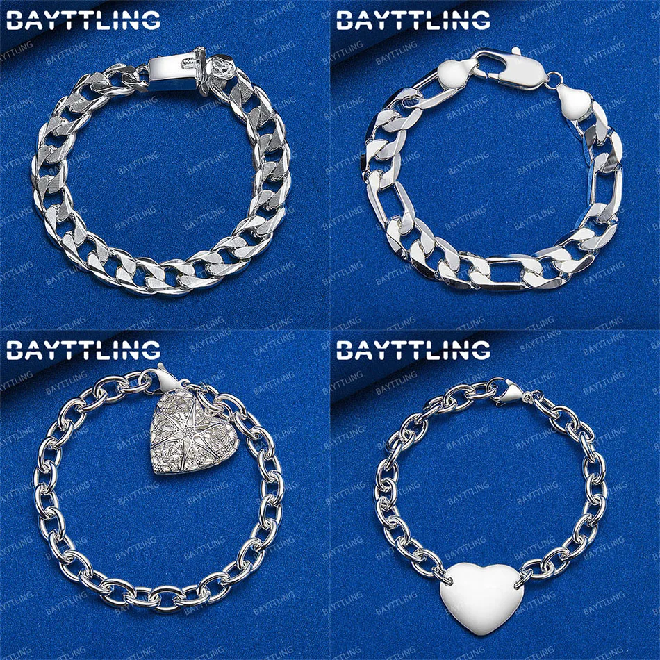 

925 Sterling Silver Women's Delicate Heart Hollow Bracelet Party Wedding Jewelry Engagement Gift Accessories