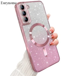 Glitter Magnetic Case For Samsung Galaxy S26 S24 Ultra S23 S22 S21 S25 Plus S20 FE A56 A55 A36 A17 Plating Wireless Bright Cover