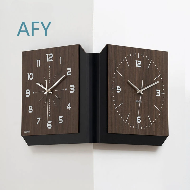 Double Sided Corner Wall Clock for Modern Living Room Hall Bedroom Kitchen Home Decor Luxury Elegant Wall Clock for Home