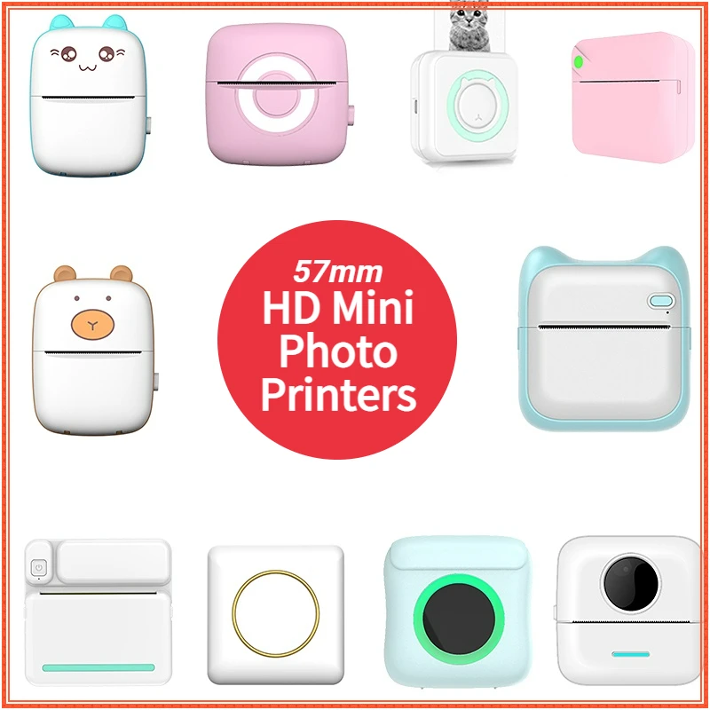 HD Photo Mini Label Printer Thermal Portable Printers Stickers Paper Inkless Wireless Impresora Portátil 200dpi 57mm Printing