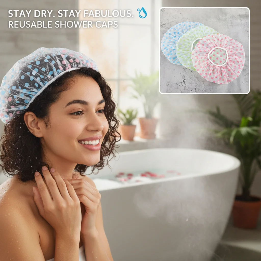 Women's Thickened Waterproof Shower Cap Quick Universal Disposable Hair Dry Cap for Home Shower Use