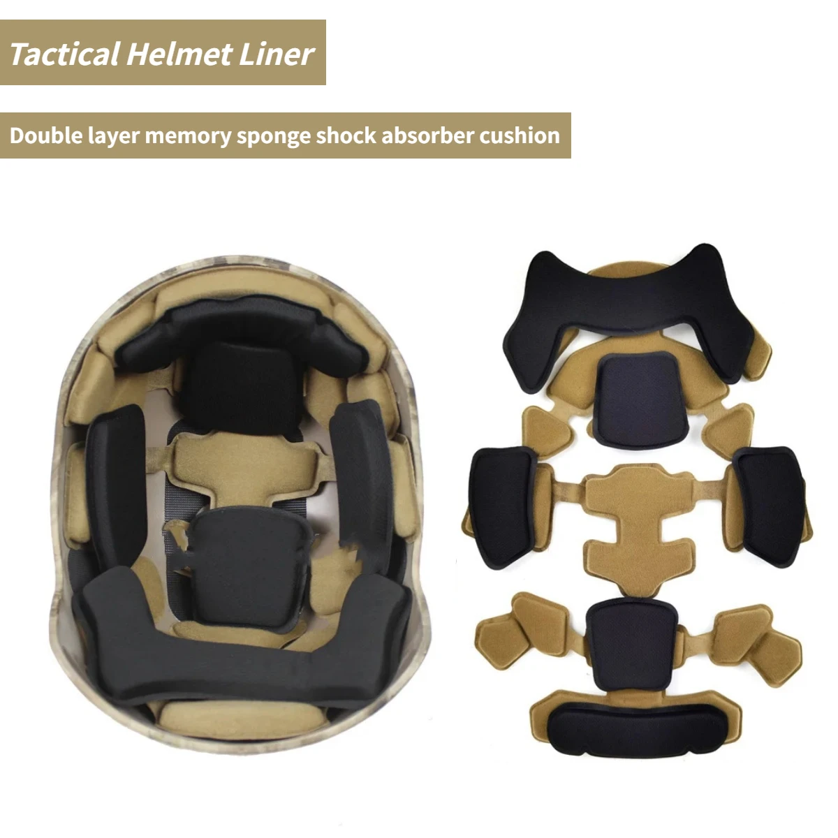 

MT Helmet Lining FLUX Double-layer Memory Foam Shock-absorbing Buffer Head Pad CS Tactical Helmet Modification Accessories