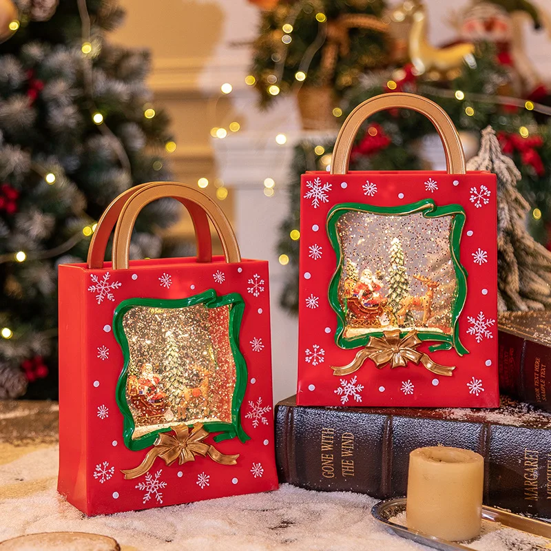 Christmas decorations, crystal ball music box, Christmas tote bag, snowfall music light, Christmas gift, small night light