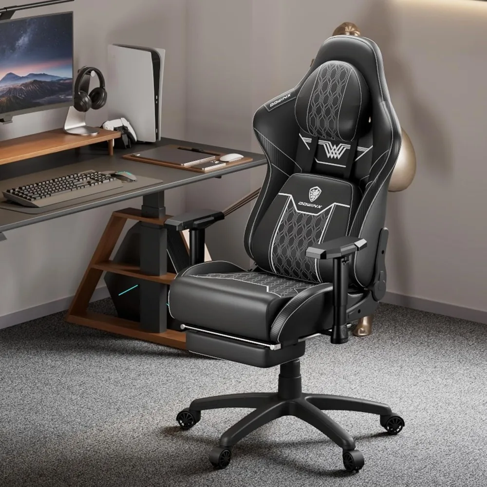 Big and Tall Gaming Chair with Footrest, High Back Ergonomic Office Chair with Comfortable Headrest and Lumbar Support