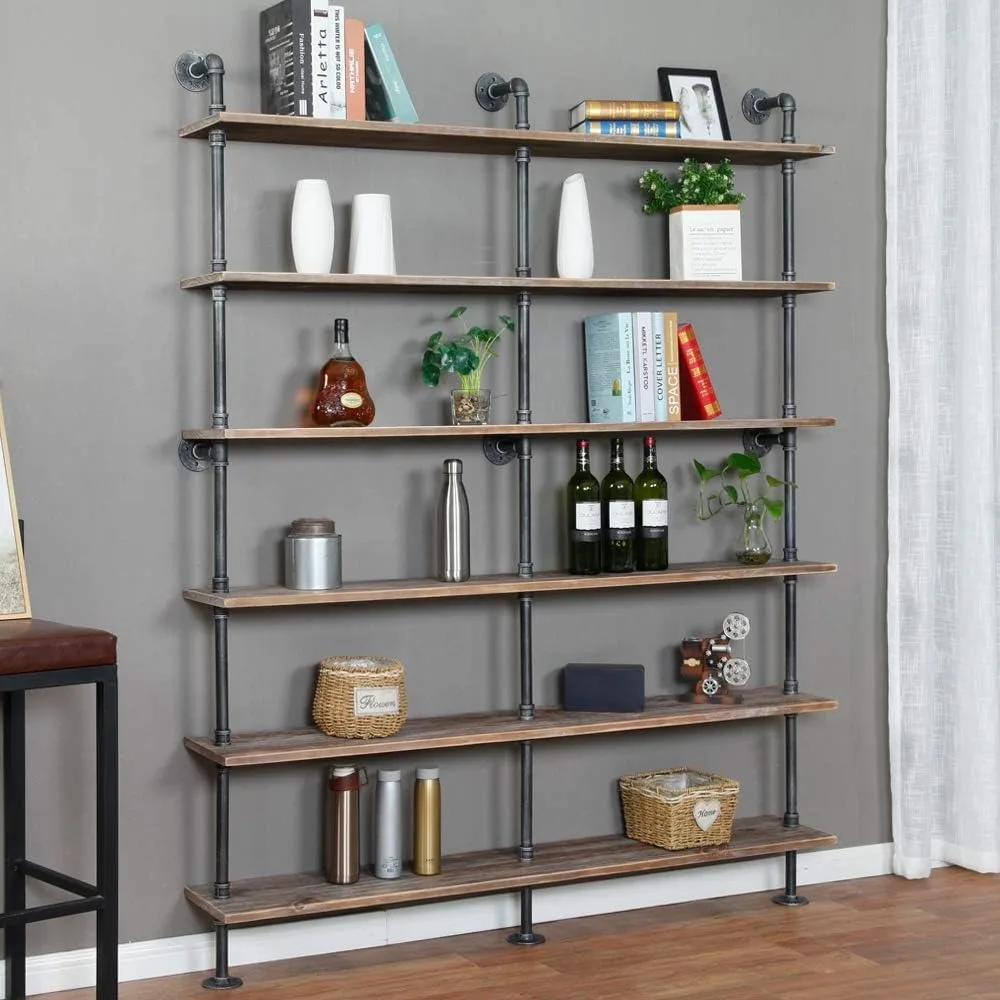 

contemporary 6-tier wooden ladder bookshelf for industrial storage and display