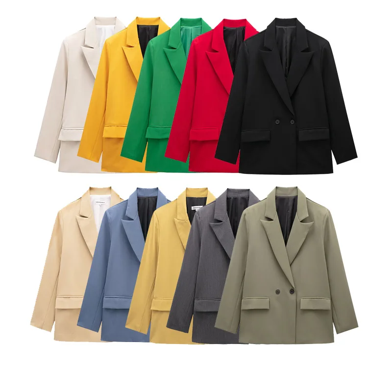 

Женский модный однотонный классический блейзер Koekop, винтажный Повседневный Женский шикарный пиджак с отворотом