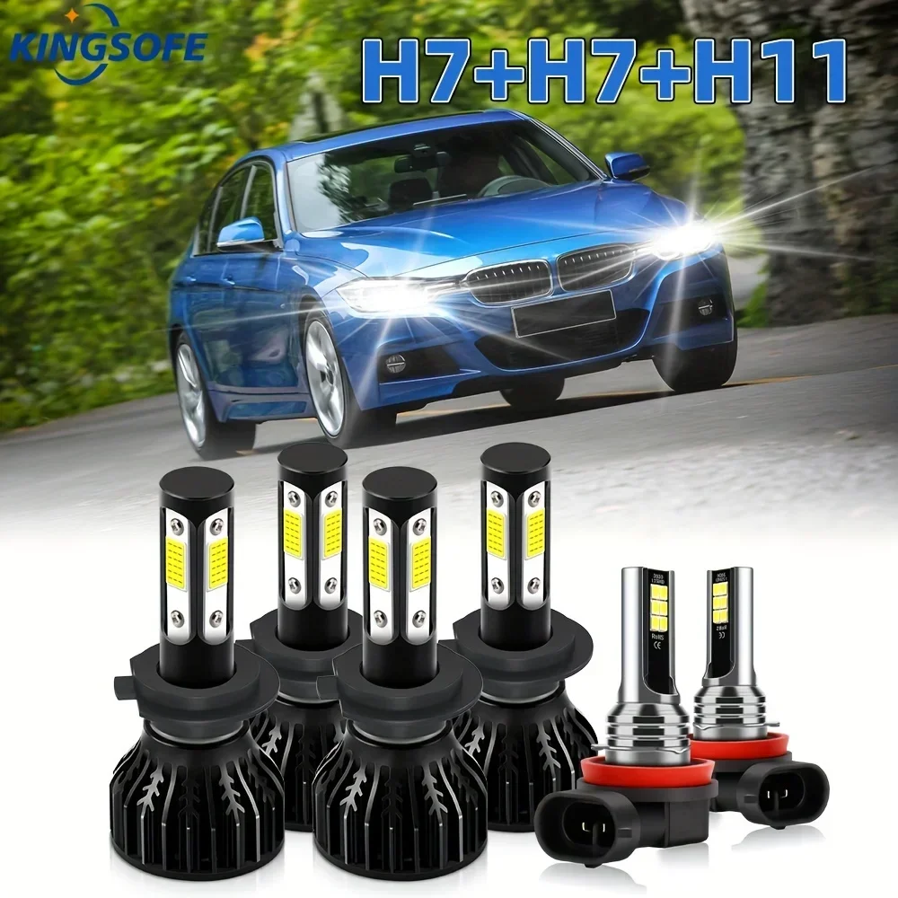 

LED Bulbs Hi/Lo Beams+Fog Lights Combo Fit For BMW 328i 2007-2016, H7 H11 30000LM 6000K White Lifetime Over 50000 Hours Bulbs