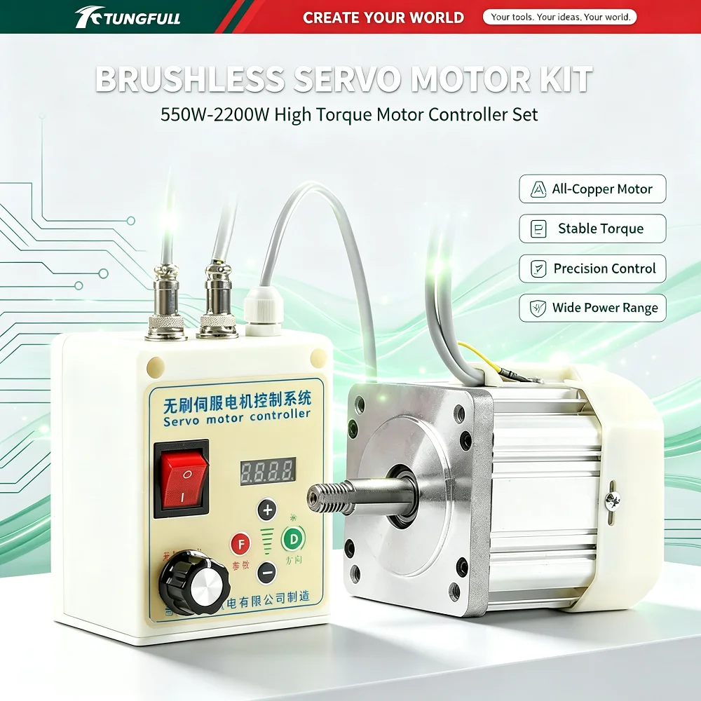 Brushless Servo Motor Kit 550W-2200W All Copper High Torque Servo Motor With Digital Speed Controller For Industrial Equipment