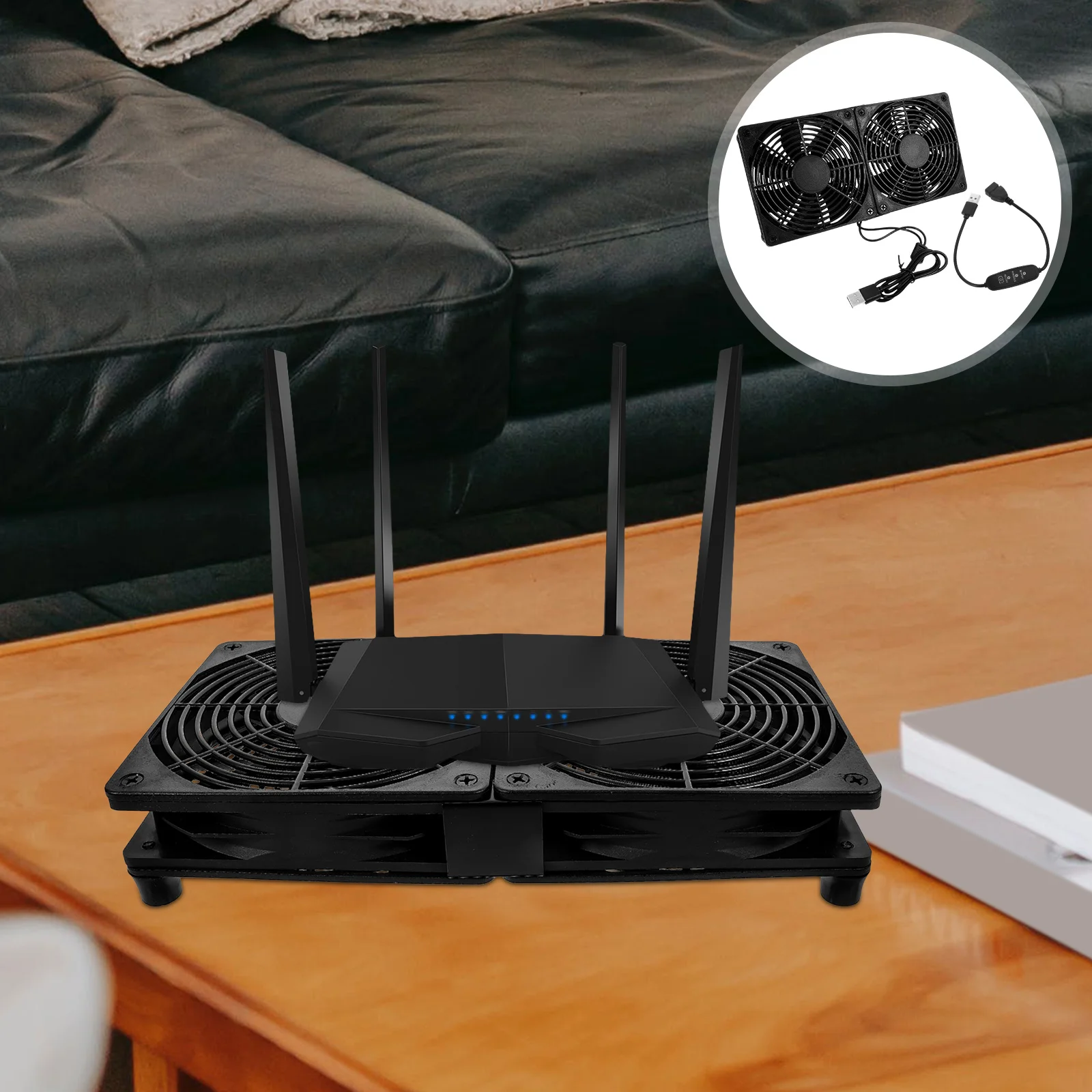

Fan Cooling Dual Fans Portable USB For Computer Black Cooler Tablet Holder Stand