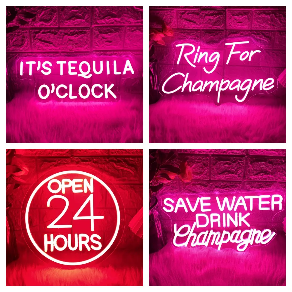 

Champagne Neon Led Signs Coffee Bar Pub Decoration Neon Lights USB Bar Cafe Party Room Wall Decor Business Neon LED Signs