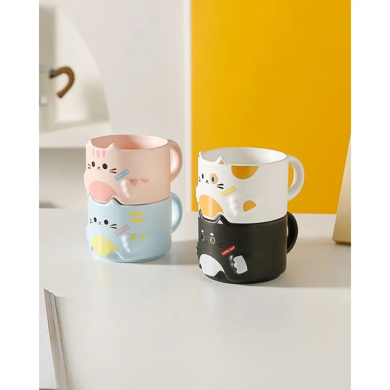 Ceramic Cute Cat Mugs Coffee Tea Milk Animal Cups With Handle 300ml Drinkware Nice Gifts